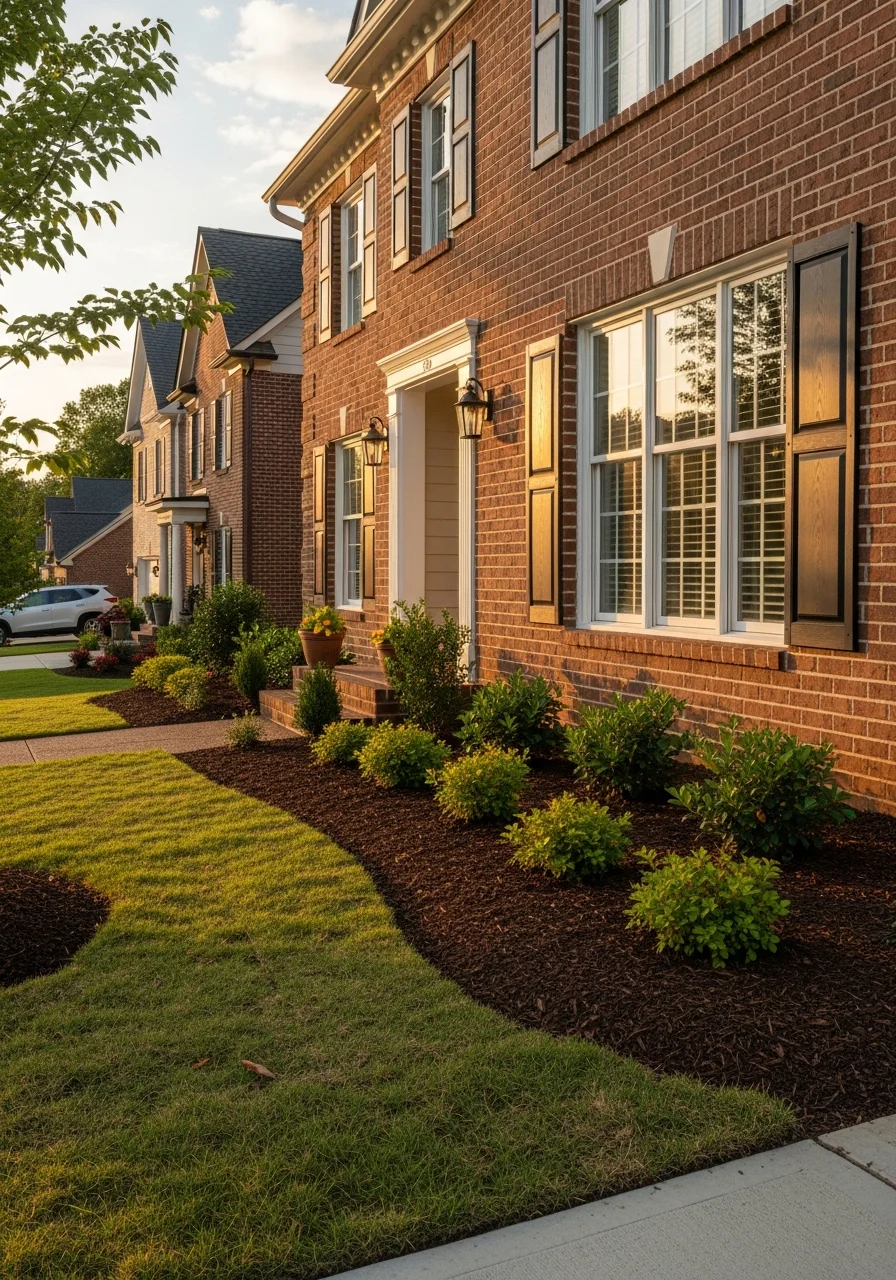 Charlotte home exterior with mature landscaping and brick facade typical of local residential properties.