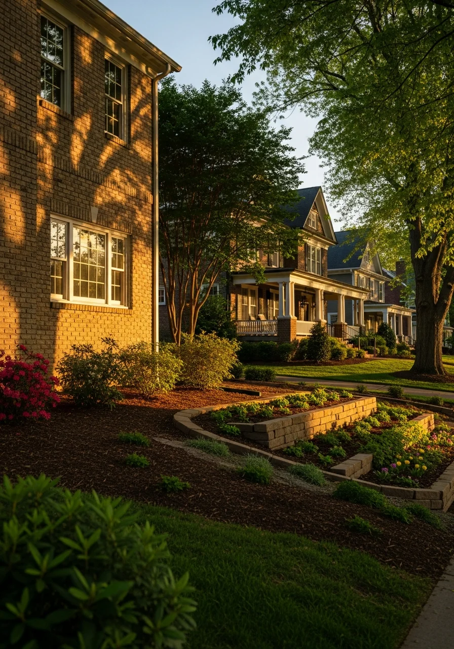 Winston Salem residential property with traditional architecture and established landscaping.